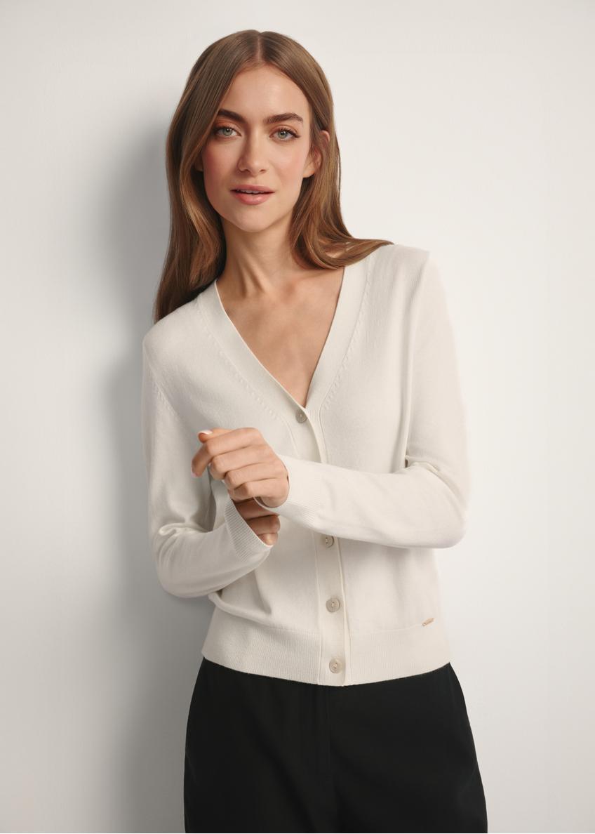 Kremowy kardigan damski KARDT-0061-0P(W26)