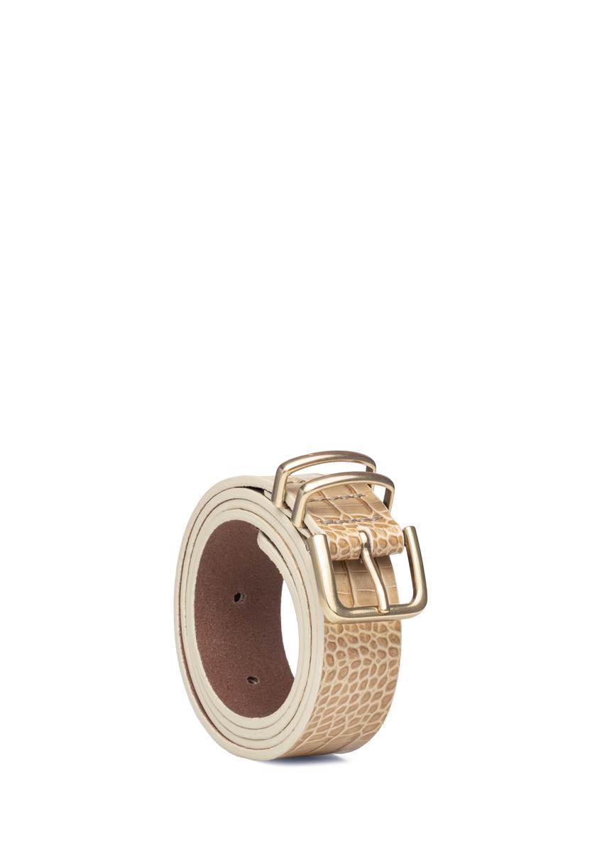 Beżowy skórzany pasek damski PASDS-0341-1A(W26)