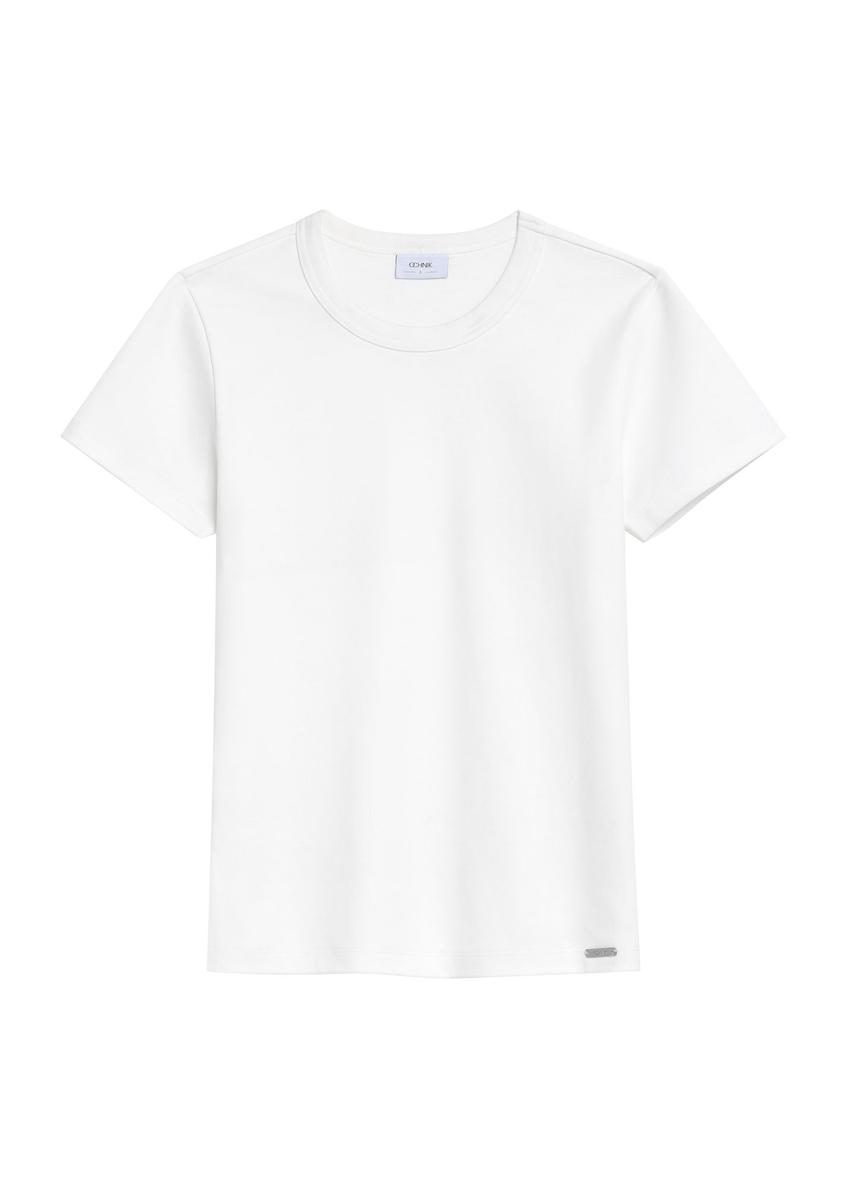Biały bawełniany t-shirt damski TSHDT-0144-0B(Z26)