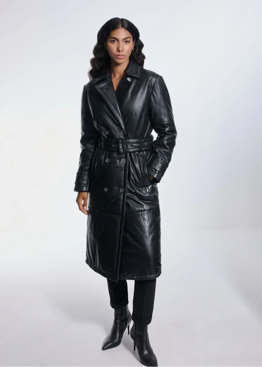 Black leather coat-style jacket KURDS-0494-5480(Z24)