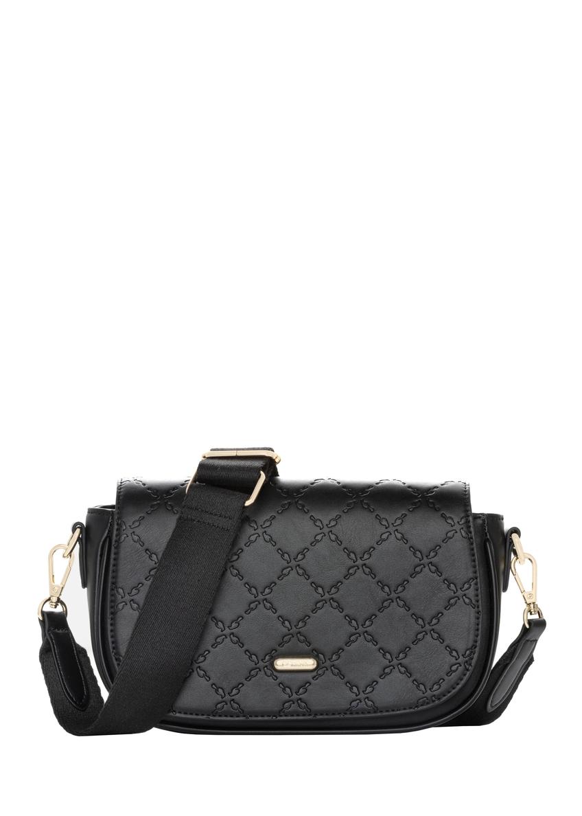 Mała czarna listonoszka damska z monogramem TOREC-1289-9P(Z26)