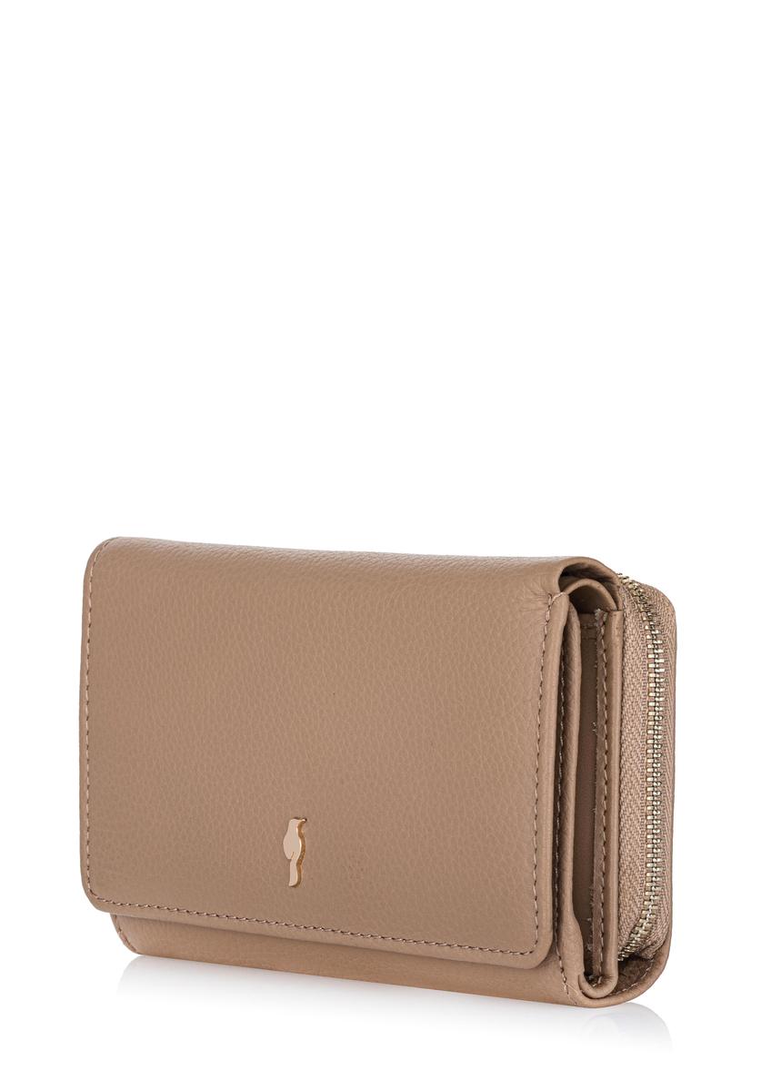 Duży beżowy skórzany portfel damski PORES-0801A-81(W23)