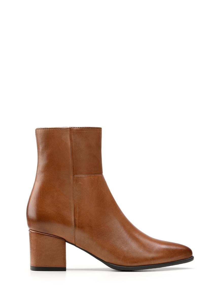 Skórzane botki damskie w kolorze koniaku BUTYD-1186-87(Z25)
