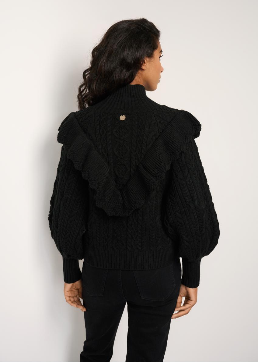 Czarny sweter z półgolfem damski SWEDT-0167-99(Z22)