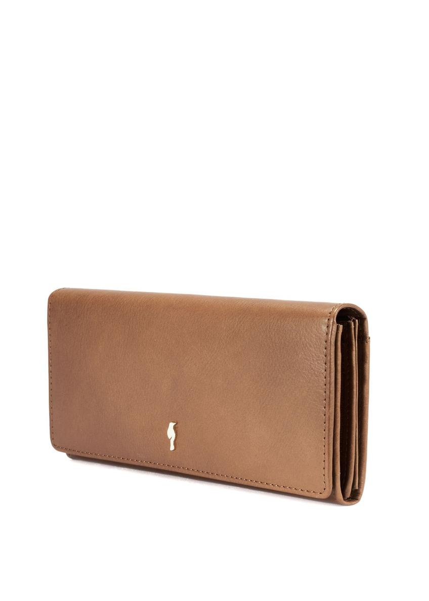 Duży brązowy skórzany portfel damski PORES-0962-1F(W26)