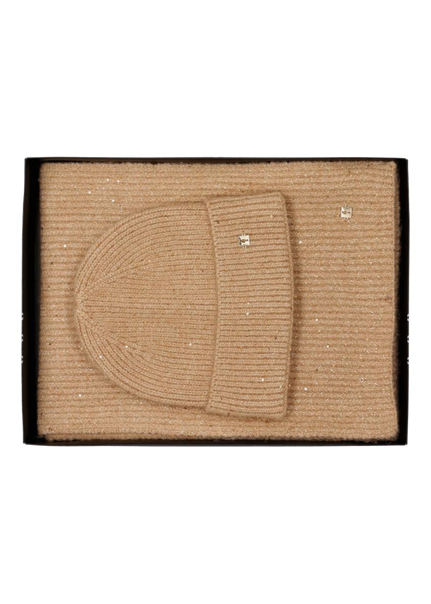 Camelowy zestaw czapka i szalik ZESTD-0016-1D(Z26)