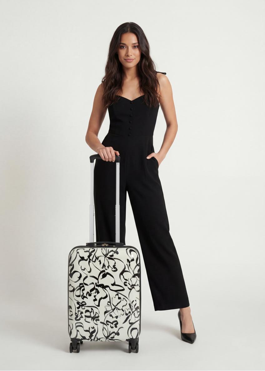 Mała walizka we wzory na kółkach WALAB-0074-1P-19(W26)