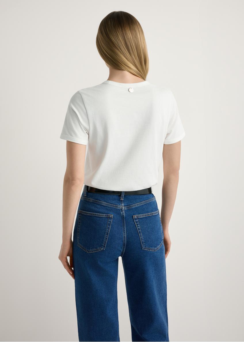 Biały T-shirt damski z nadrukiem TSHDT-0152-0B(W26)