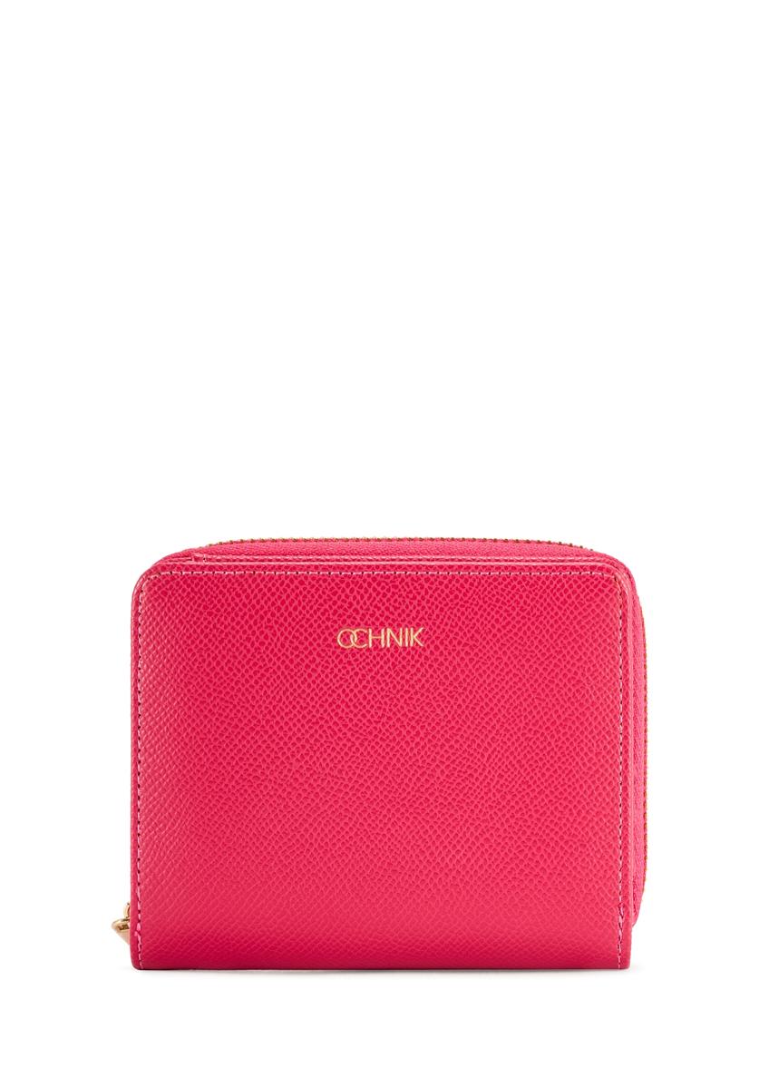 Fuksjowy średni portfel damski POREC-0412-5E(W26), widok produktu z przodu na białym tle.