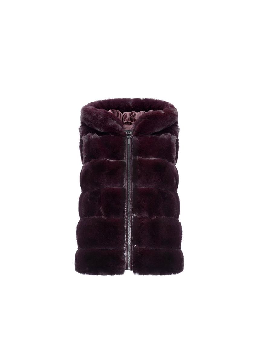 Bordowa kamizelka damska z kapturem KAMDT-0019-49(Z19)-01