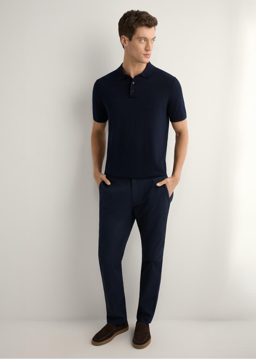 Granatowa koszulka polo z jedwabiem POLMT-0094-7E(W26)