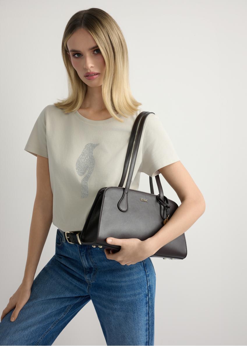 Brązowa torebka na ramię TOREC-1236-1H(W26)