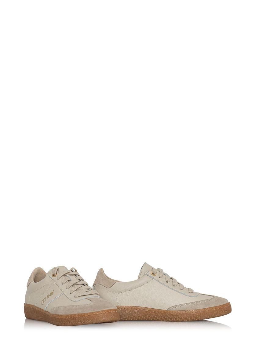 Beige leather women's sneakers BUTYD-1143-81(Z24)