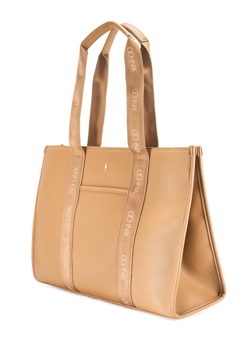 Duża torebka shopper camelowa TOREC-0977A-24(Z25)