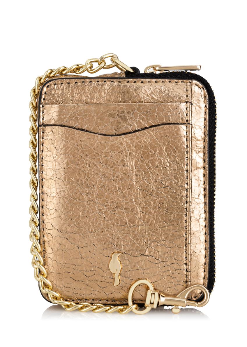 Mały złoty skórzany portfel damski PORES-0879-28(Z23)