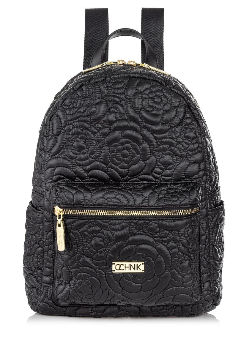 Czarny plecak damski w kwiatowy wzór TOREN-0240-99(W23)