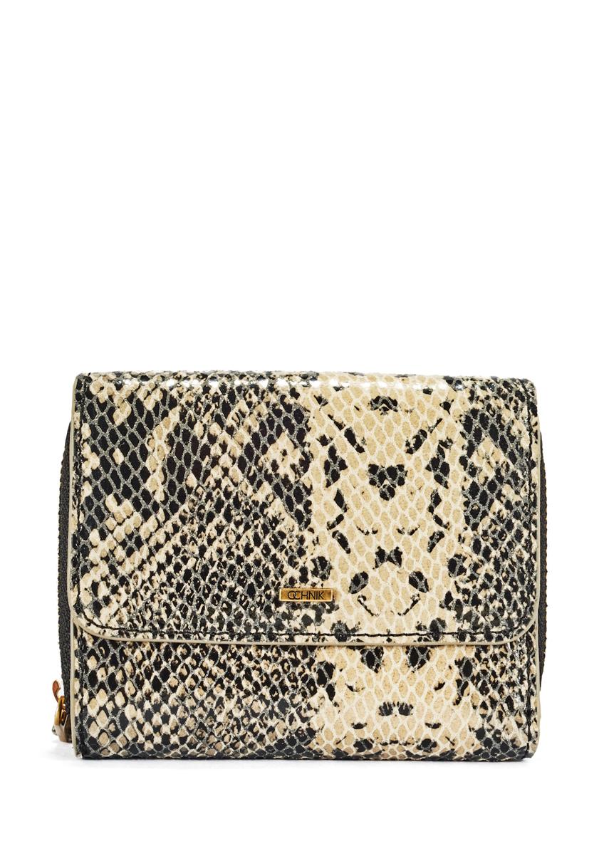 Mały skórzany portfel animal print PORES-0949-81(W25)