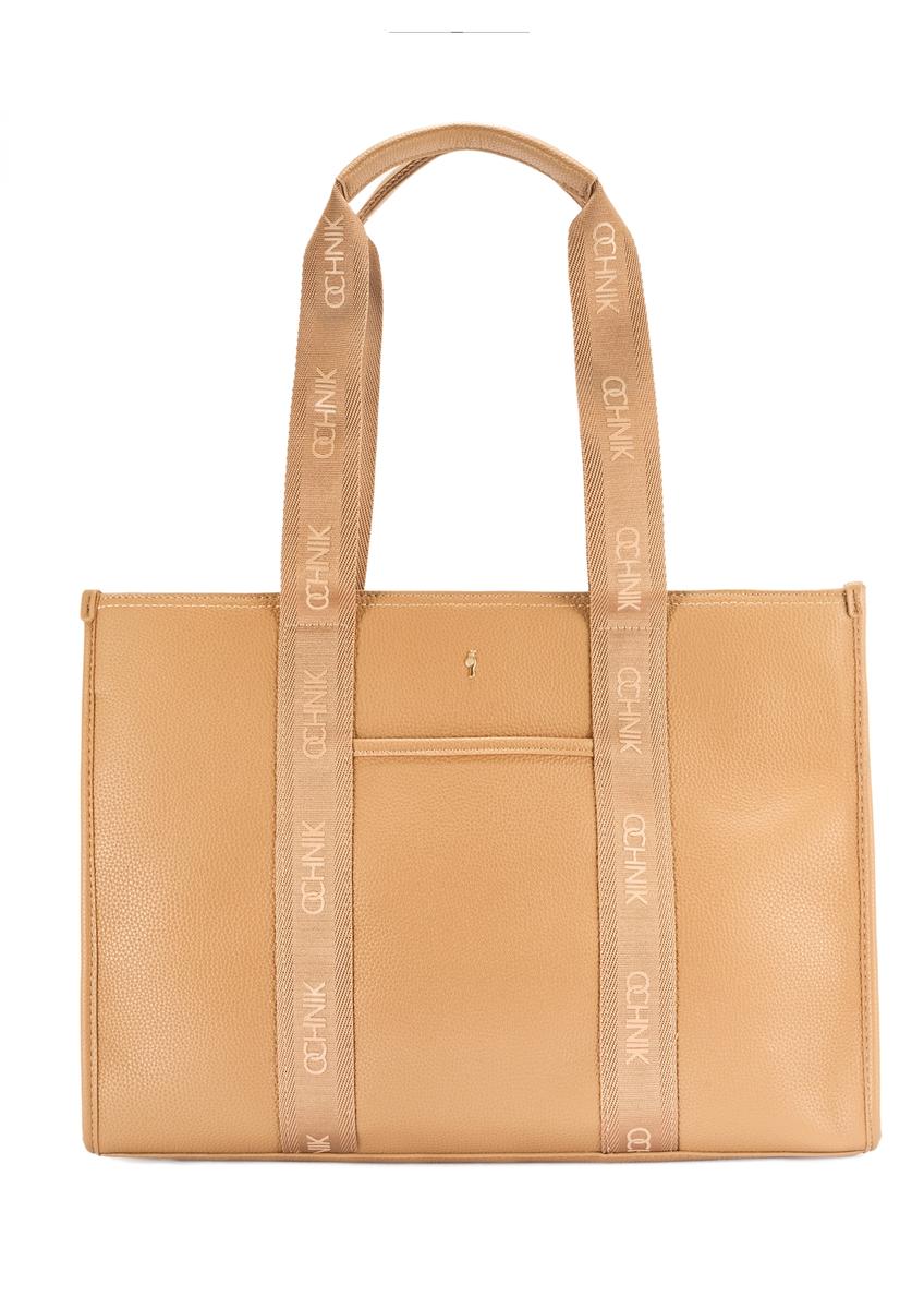 Duża torebka shopper camelowa TOREC-0977A-24(Z25)