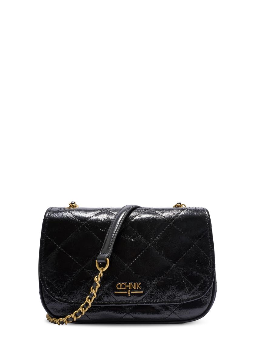 Czarna skórzana lakierowana torebka damska TORES-1297-99(W26)