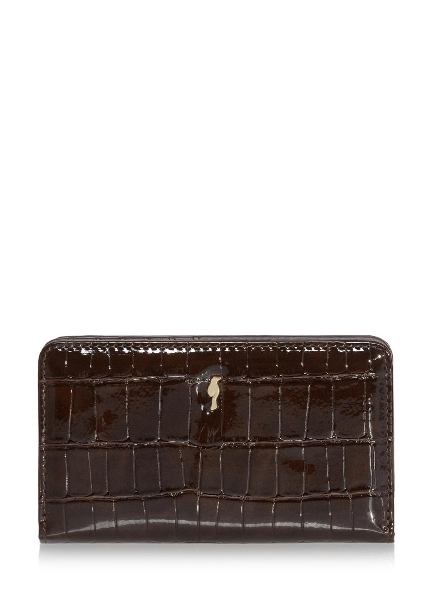 Brązowy portfel damski croco POREC-0353-90(Z23)
