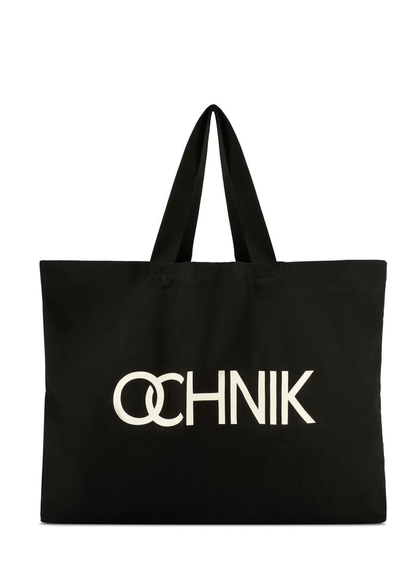 Czarna bawełniana torba TOREN-0136-9P(W26) - widok produktu z przodu na białym tle. 