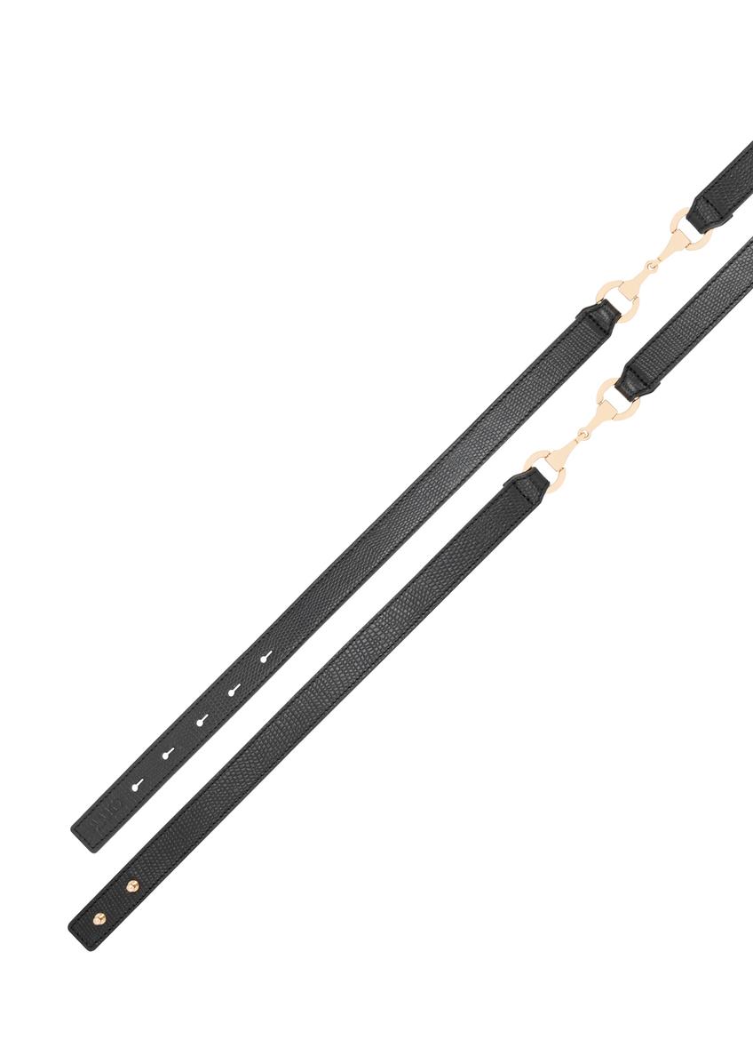 Czarny skórzany pasek damski PASDS-0351-9H(Z26)