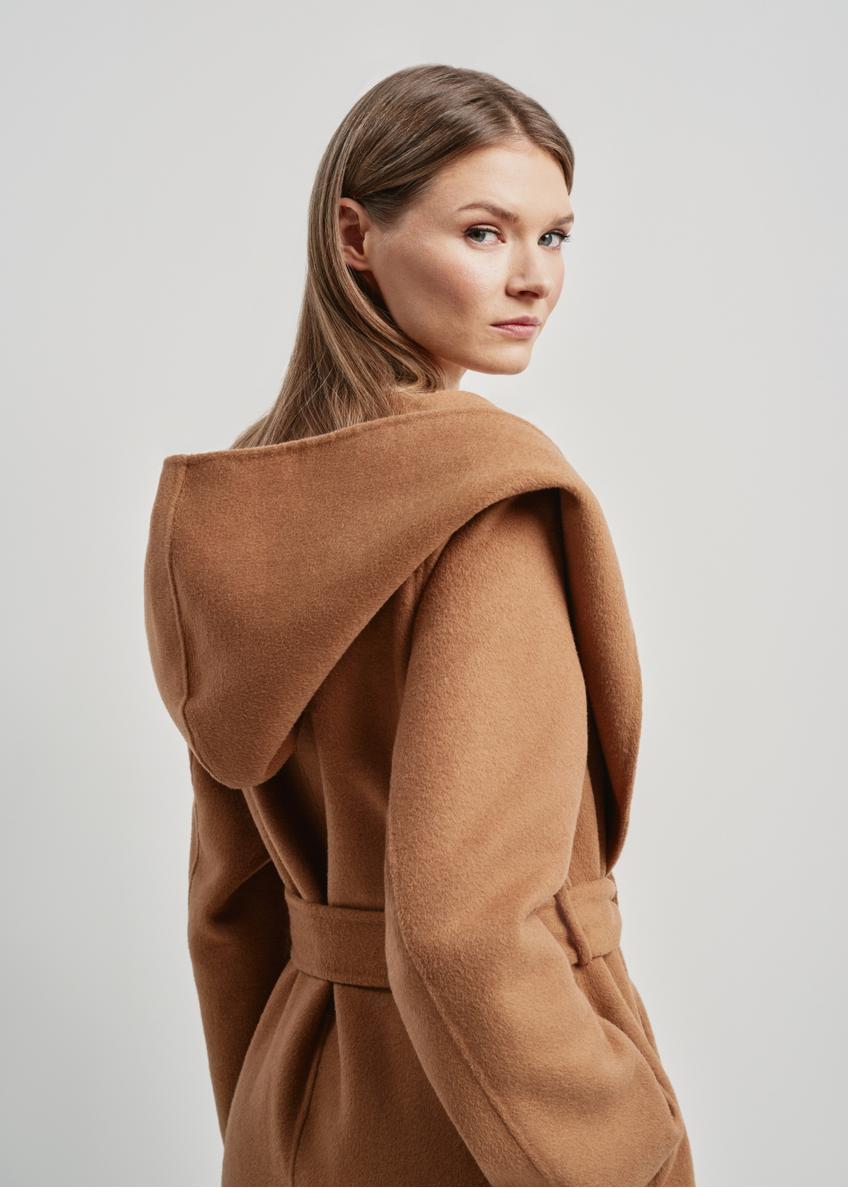 Długi brązowy płaszcz damski oversize PLADT-0052-24(W24)