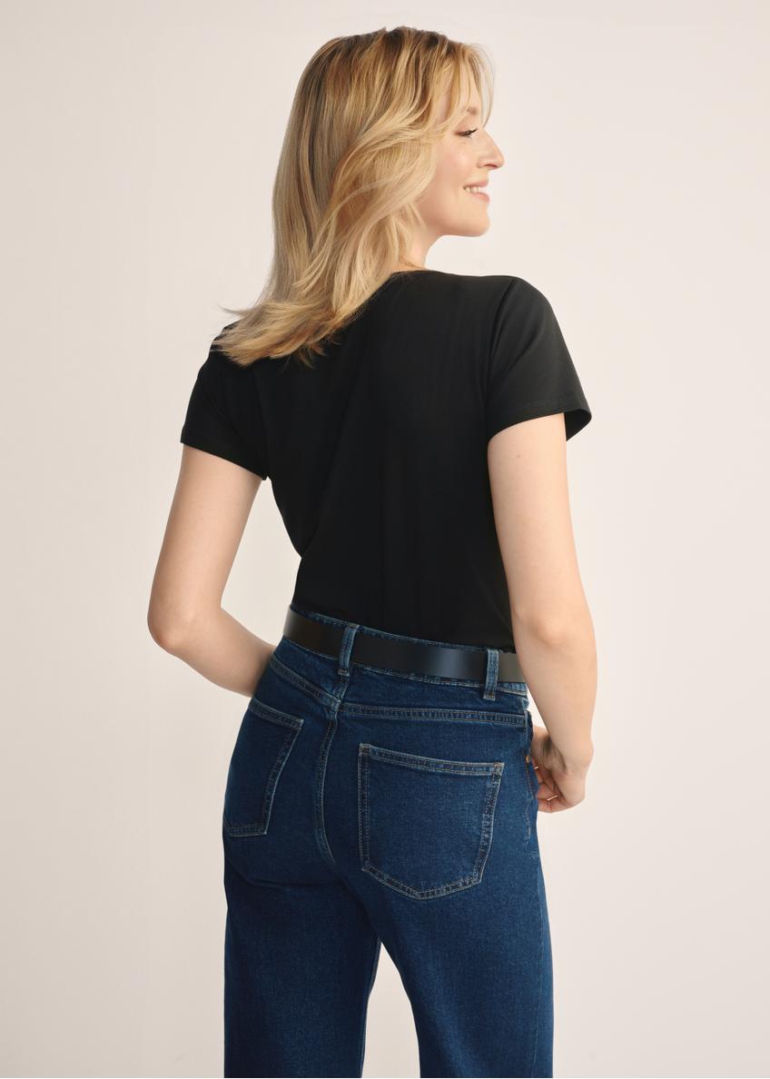 Czarny T-shirt damski basic TSHDT-0111-99(KS)
