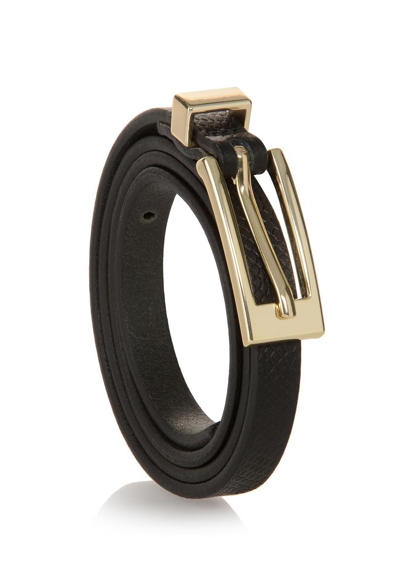 Thin black leather women's belt PASDS-0269A-99(W24)