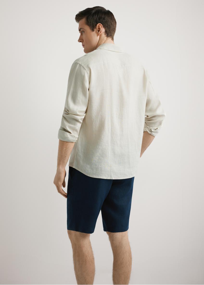 Beżowa lniana koszula męska KOSMT-0321A-1A(W26)