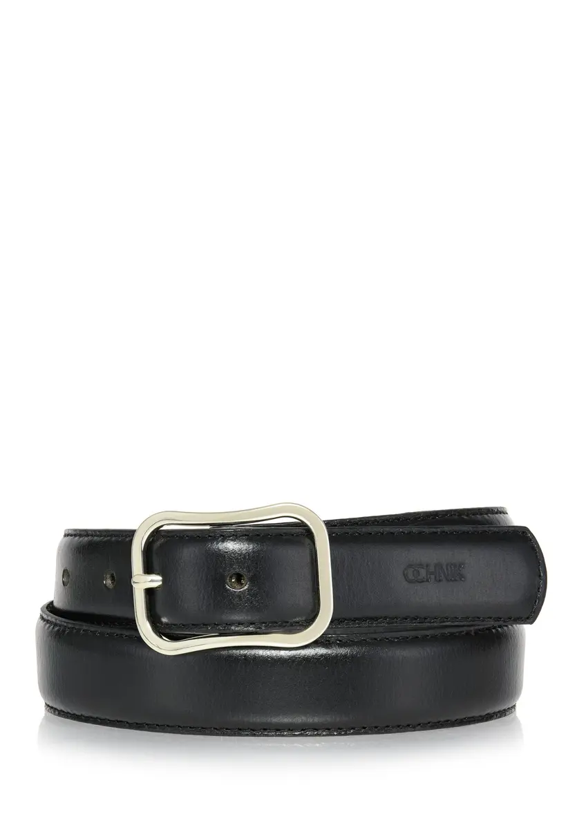 Black leather women's belt PASDS-0317-99(Z24)