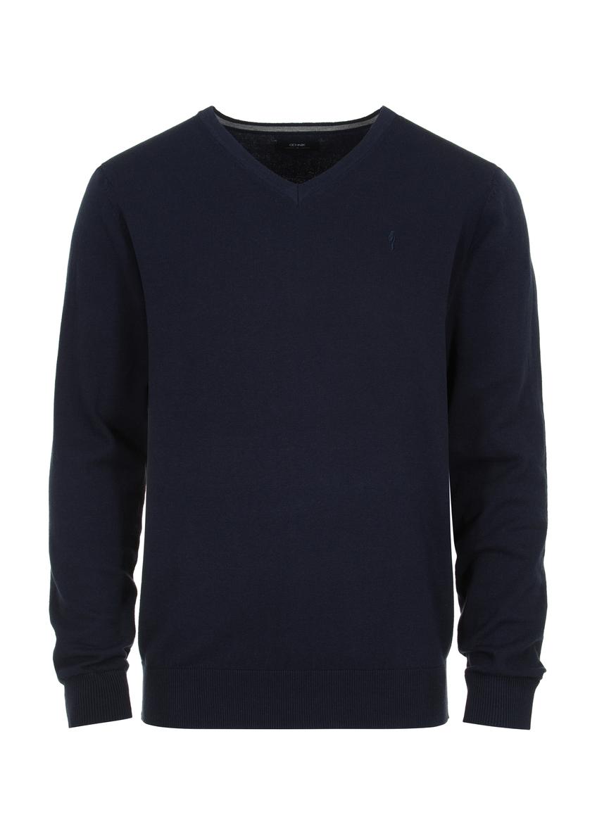 Granatowy sweter męski w serek SWEMT-0136-69(Z23)-04
