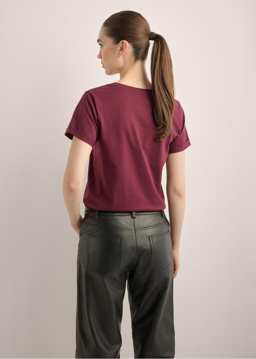 Bordowy t-shirt damski TSHDT-0149-4D(Z26)