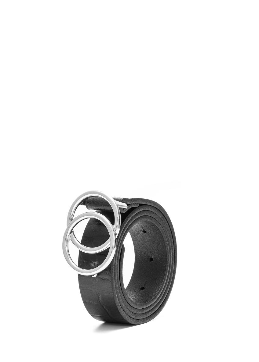 Czarny pasek damski z motywem croco PASDS-0172E-99(Z25)