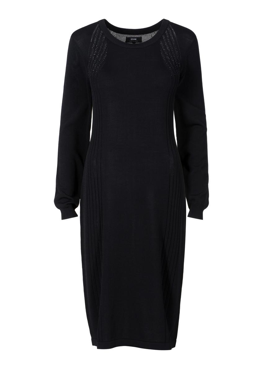 Dopasowana czarna sukienka midi SUKDT-0175-99(Z23)-04