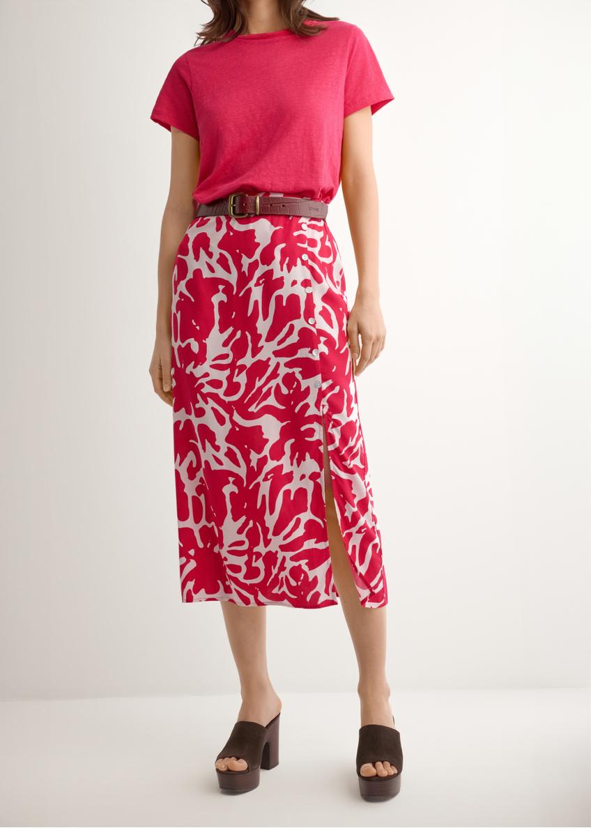 Różowa spódnica midi z wiskozy SPCDT-0129-5P(W26)