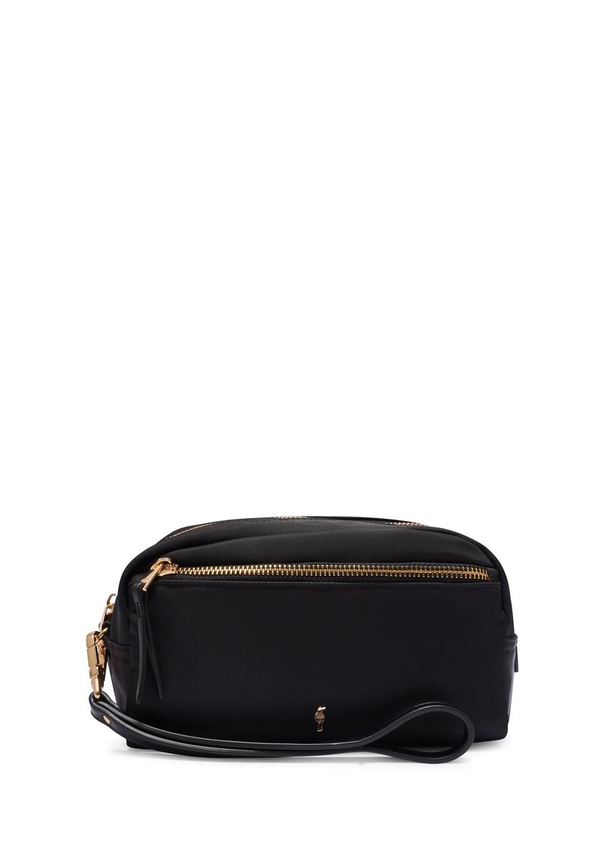 Czarna kosmetyczka damska TOREN-0347-99(W26), widok produktu z przodu na białym tle.