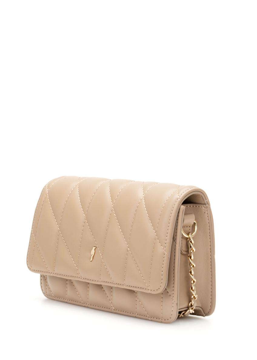 Mała pikowana torebka damska w kolorze beżowym TOREC-1150-1D(W26)