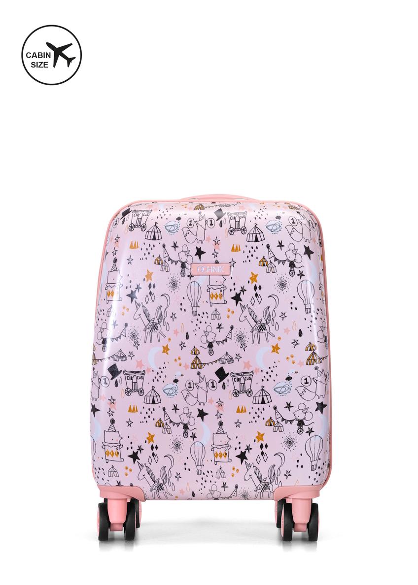 Mała różowa walizka na kółkach WALAB-0079-34-19(W25)
