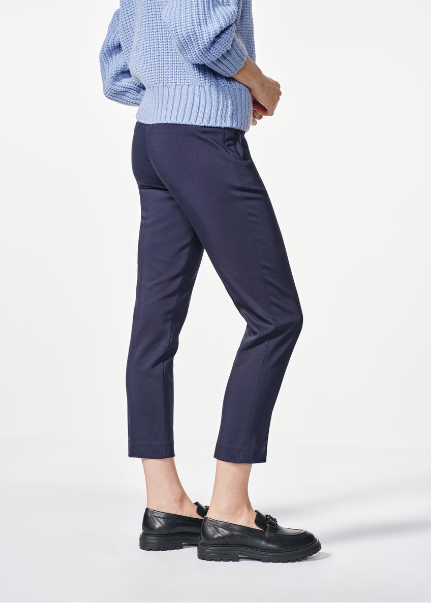 Navy blue women's trousers with a crease SPODT-0095-69(Z24)