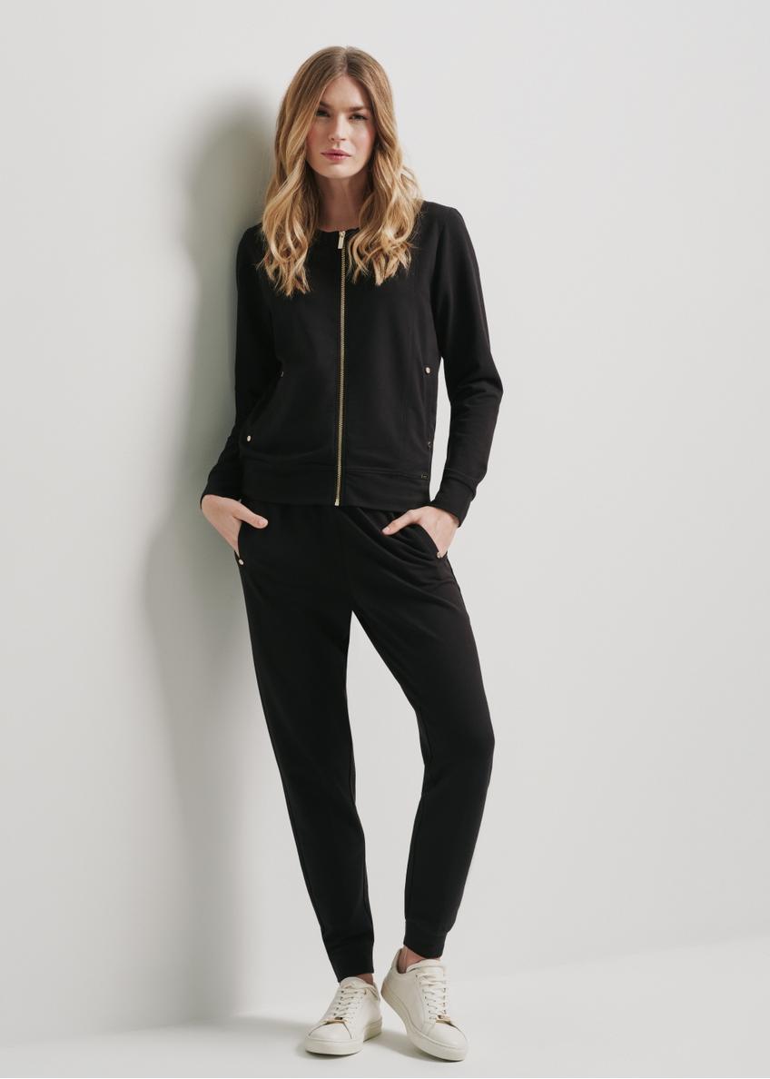 Czarne dresowe spodnie damskie SPODT-0081A-99(W24)