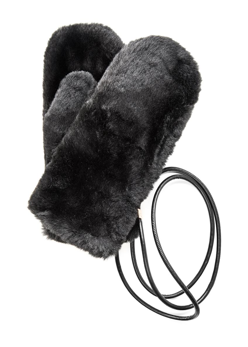 Czarne rękawiczki damskie z naturalnego futra REKDF-0033-99(Z25)