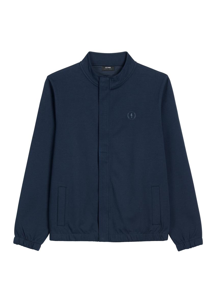 Granatowa bluza męska na suwak BLZMT-0072-7E(W26)