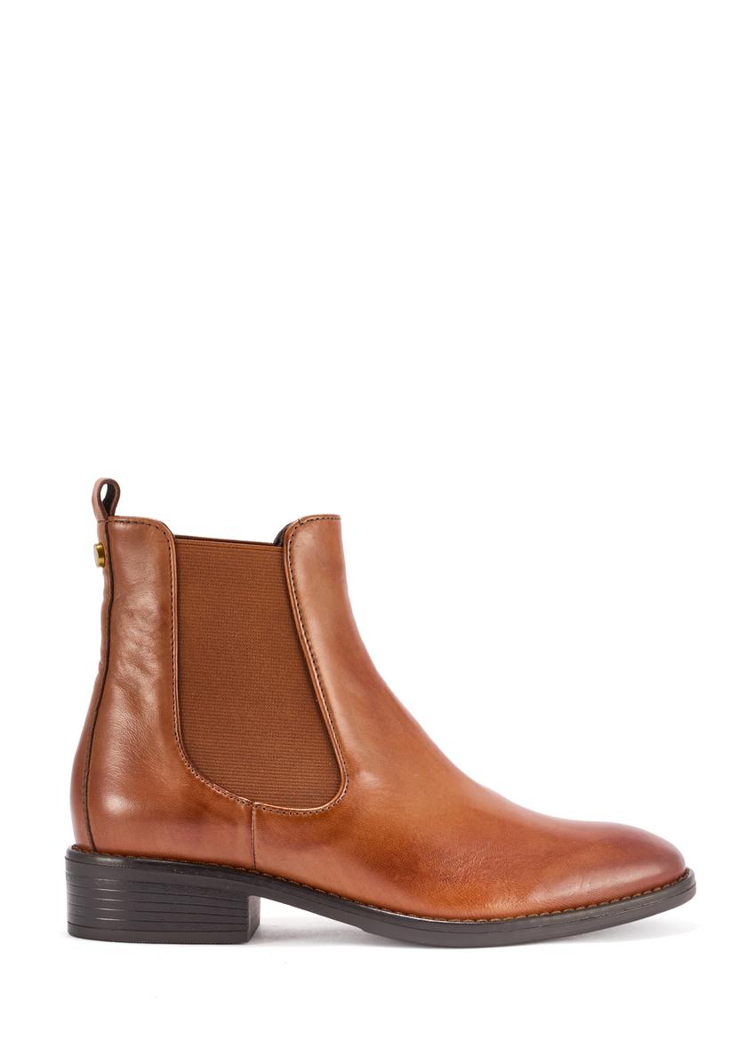 Skórzane botki damskie w kolorze koniaku BUTYD-0936A-87(Z25)