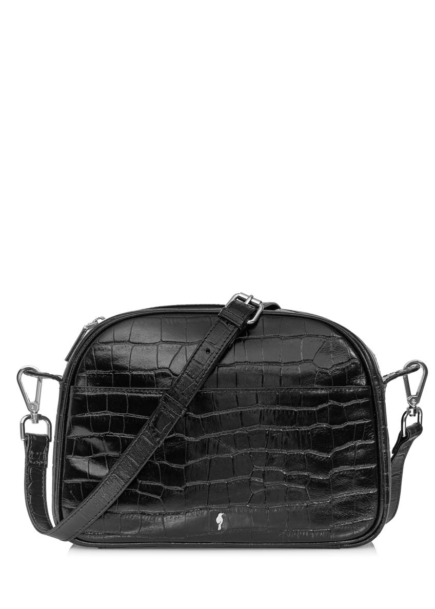 Skórzana czarna torebka croco na ramię damska TORES-0806C-99(W24)