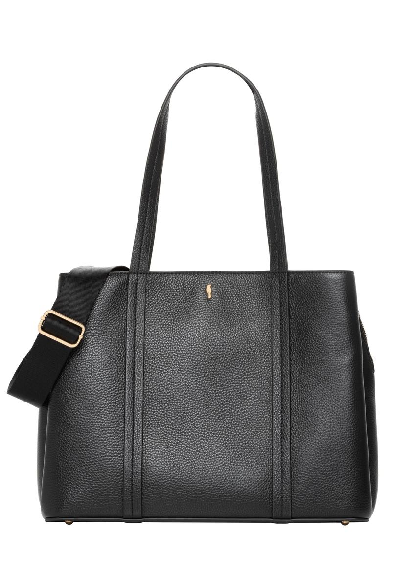 Czarna skórzana torebka shopper TORES-1342-9I(Z26)
