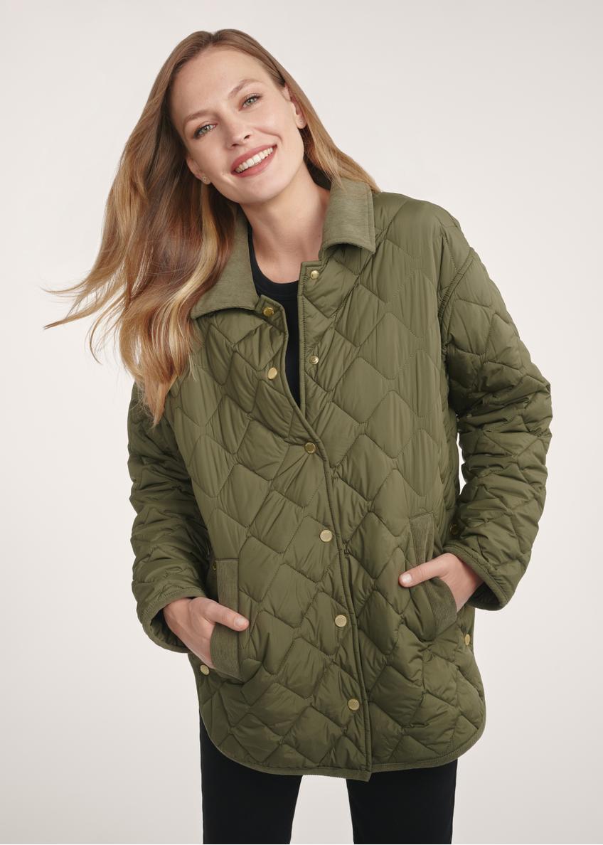 Kurtka damska z kołnierzem w kolorze khaki KURDT-0596-55(Z25)
