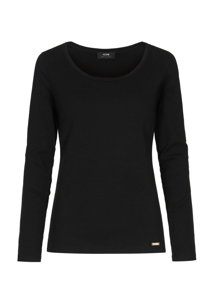 Bawełniana prążkowana bluzka damska LSLDT-0042-99(Z23)-03