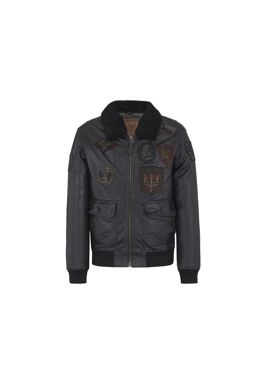 Czarna kurtka skórzana męska TOP GUN KURMS-0126-5391(Z24)-07