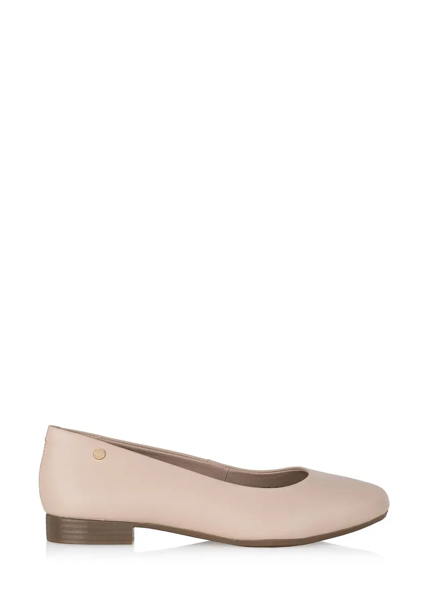 Beige leather women's ballerinas BUTYD-1049A-81(Z24)-01